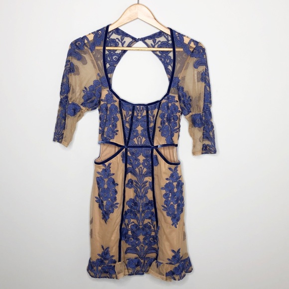 For Love & Lemons Blue Temecula fall mini dress RARE - Picture 2 of 6